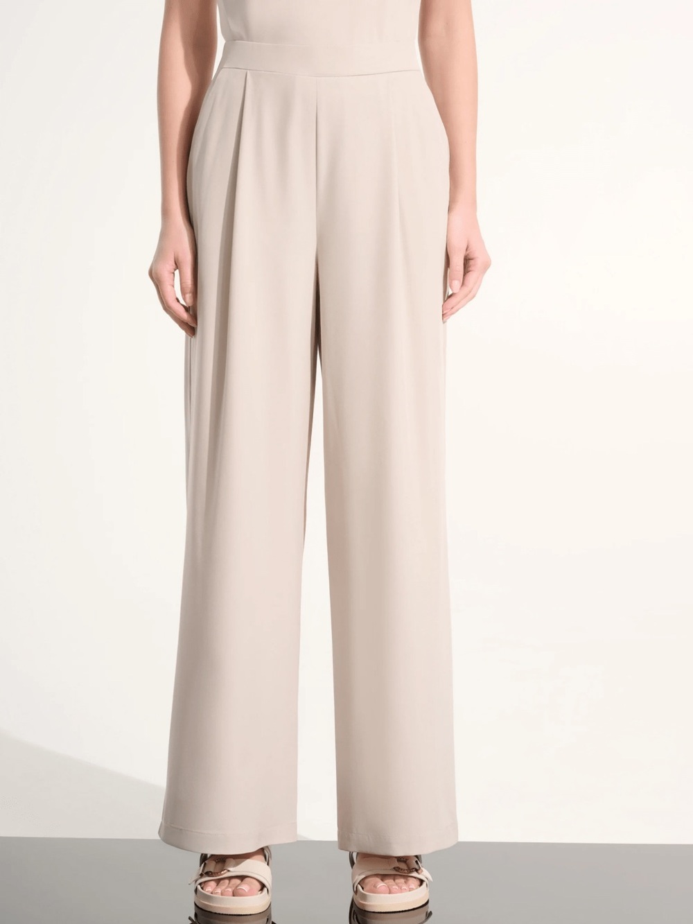 NWT Joseph Ribkoff Wide-Leg High-Waist Pants in Light Beige